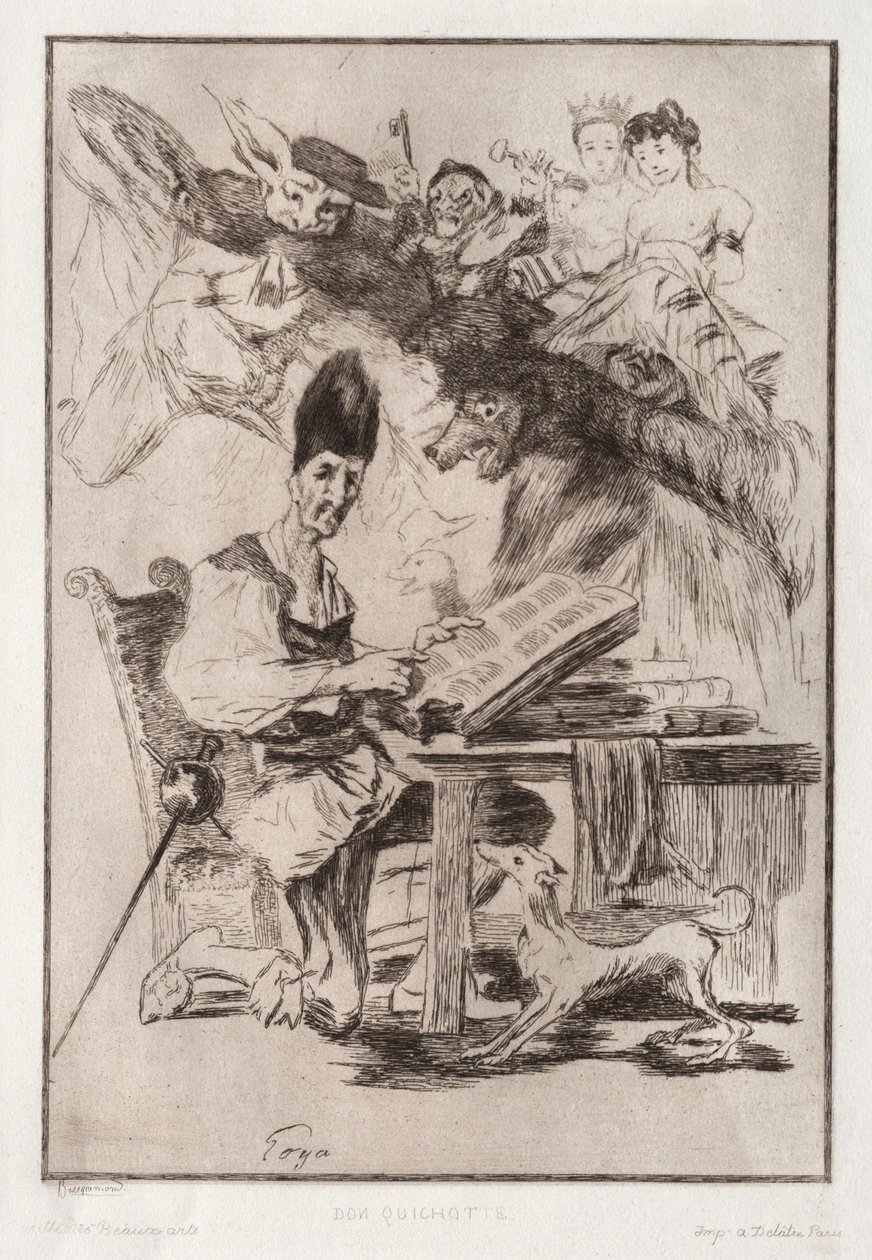 Don Quichote, naar Goya door Felix Bracquemond