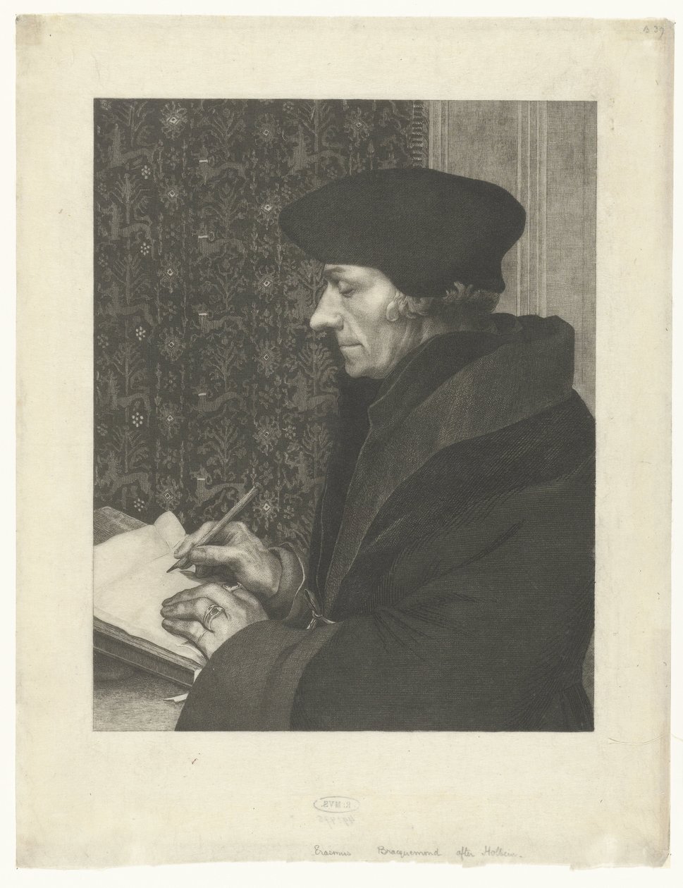 Portret van Desiderius Erasmus door Felix Bracquemond