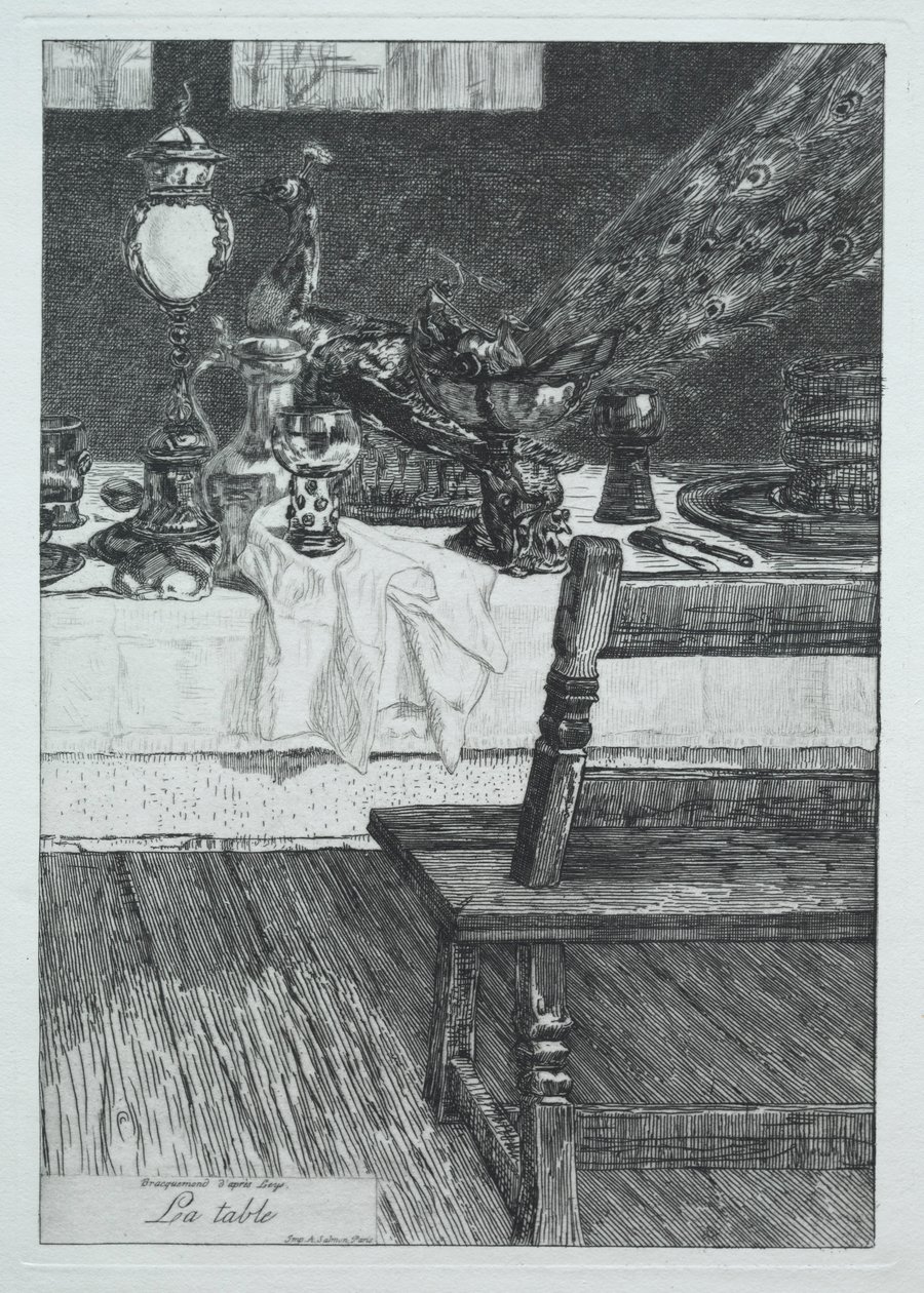 De tafel, naar H. Leys, 1868 door Felix Bracquemond