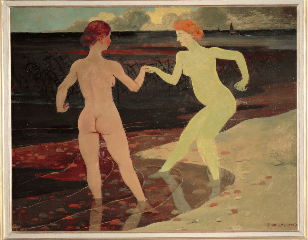 De minnares en de dienstmeid door Felix Edouard Vallotton