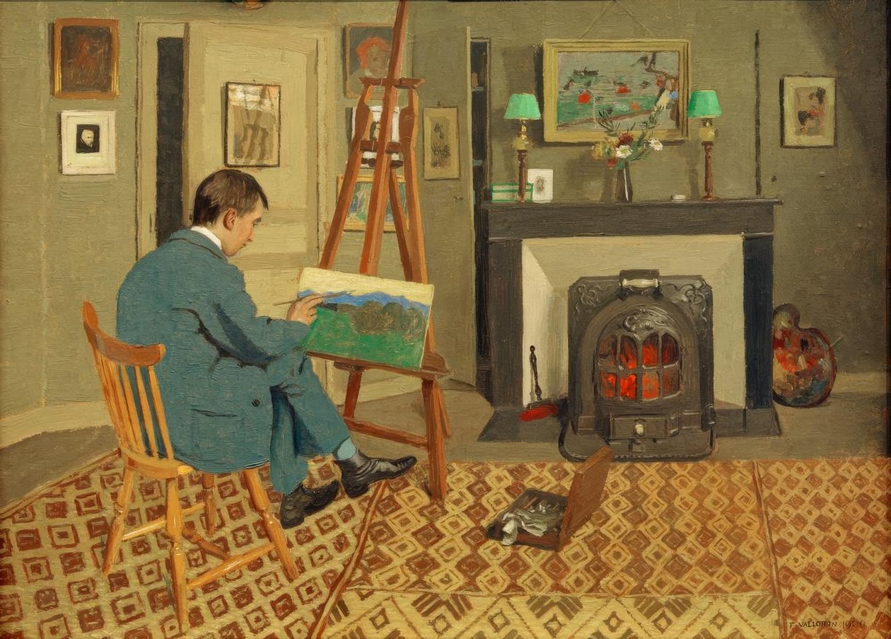 Max Rodrigues-Henriques in het atelier van zijn schoonvader door Felix Edouard Vallotton