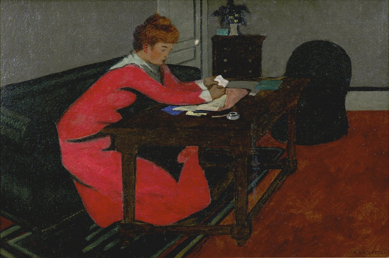 Misia aan haar bureau, 1897 door Felix Edouard Vallotton