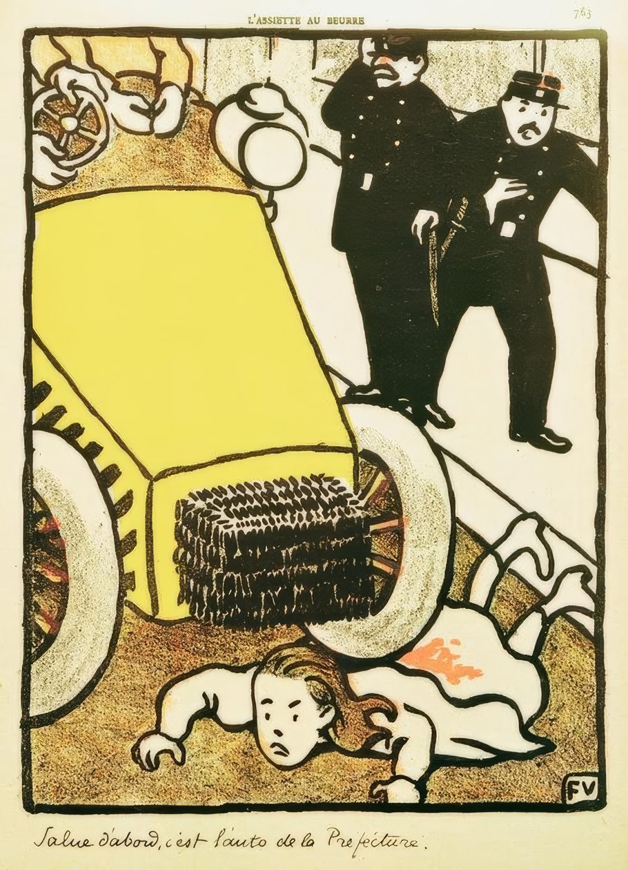 Groet eerst, het is de wagen van de prefectuur! door Felix Edouard Vallotton