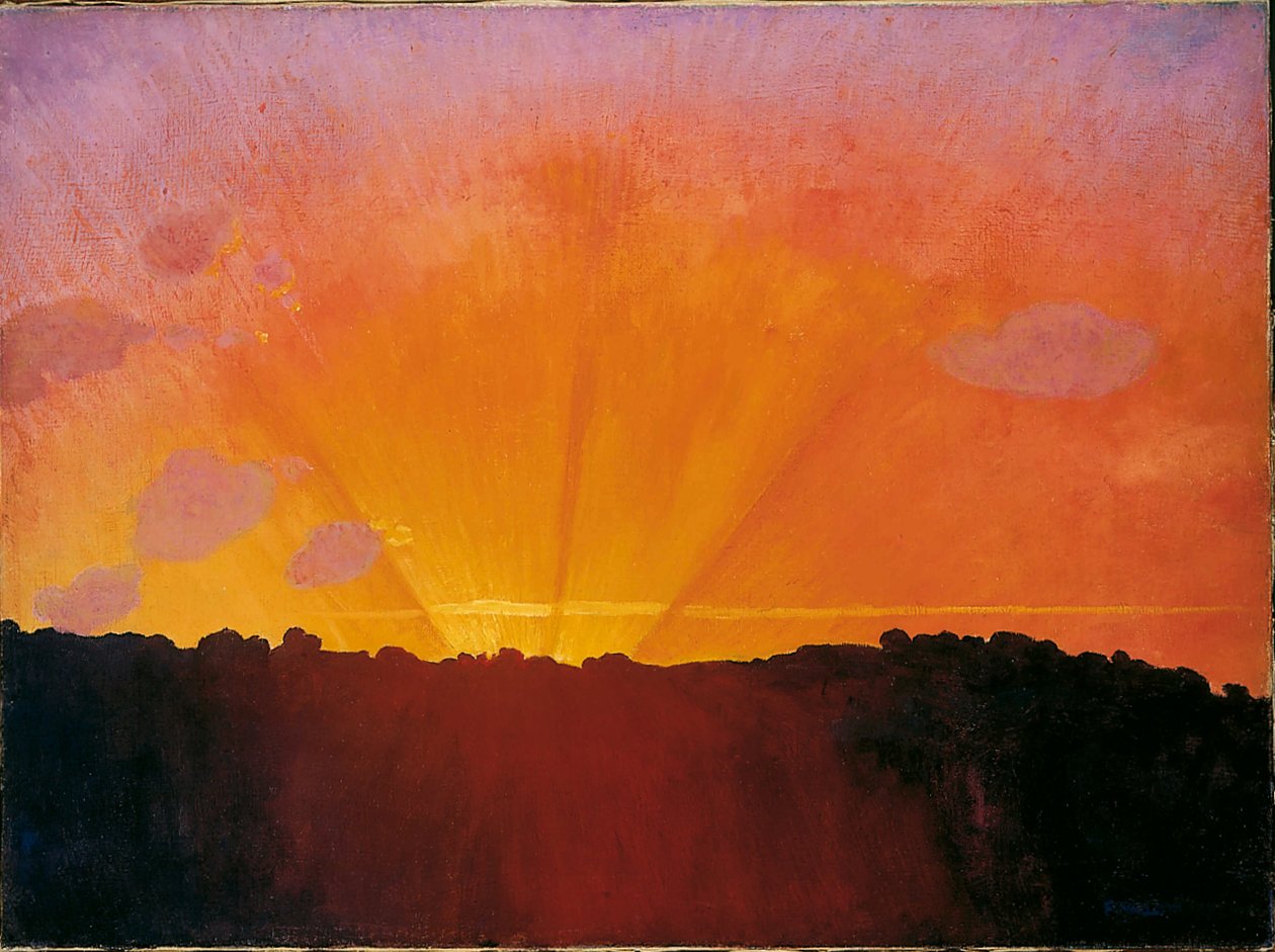 Zonsondergang, oranje lucht door Felix Edouard Vallotton