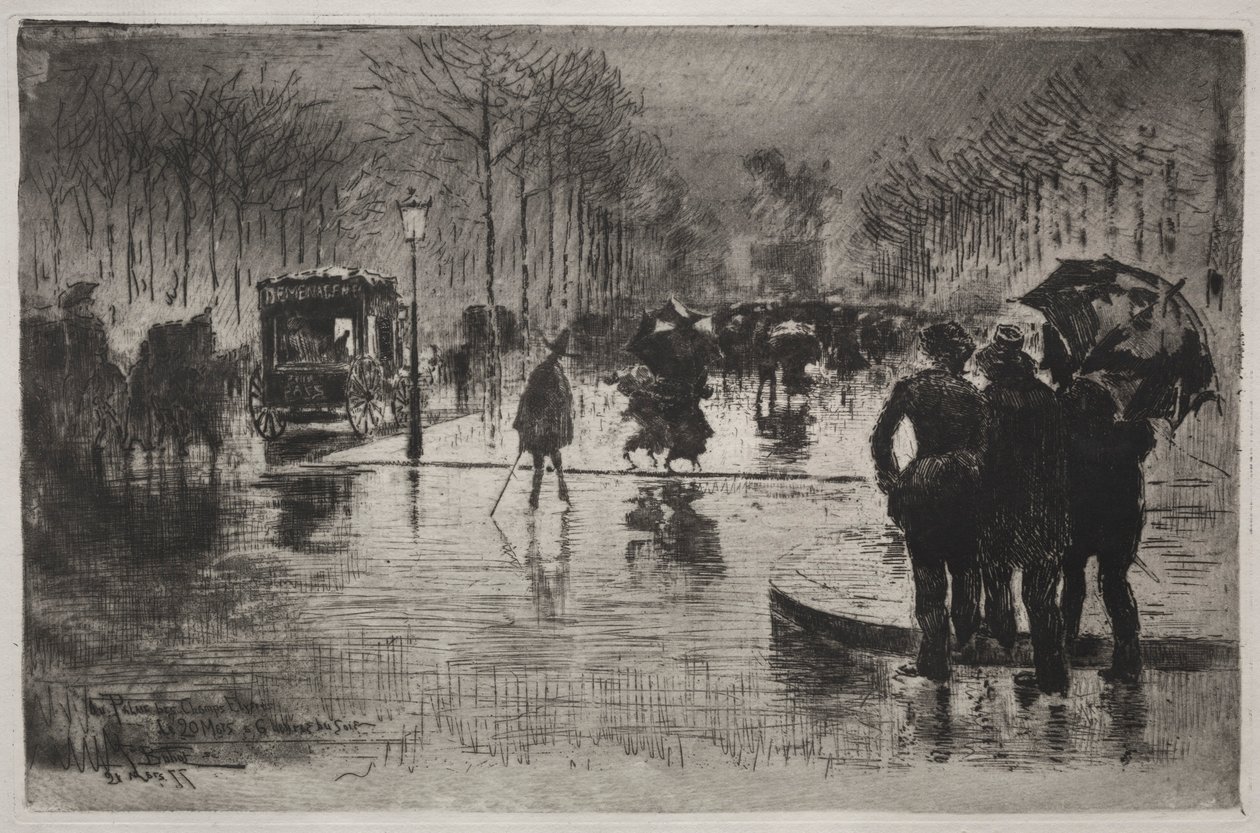 Artiesten terugkerend van de Salon, 1877 door Felix Hilaire Buhot