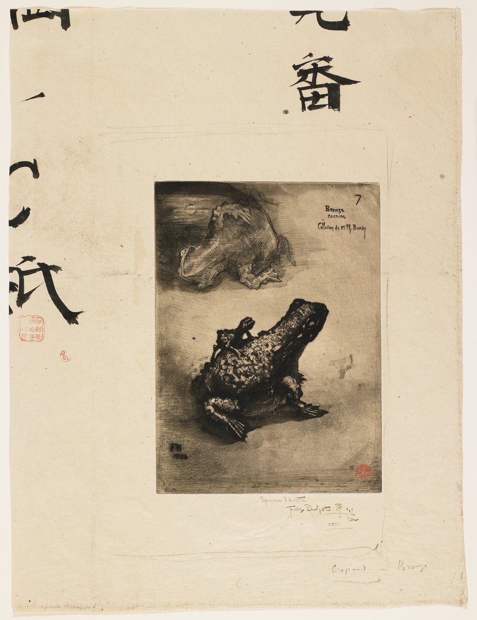 Bronzen Kikker Inktpot, 1883 door Felix Hilaire Buhot