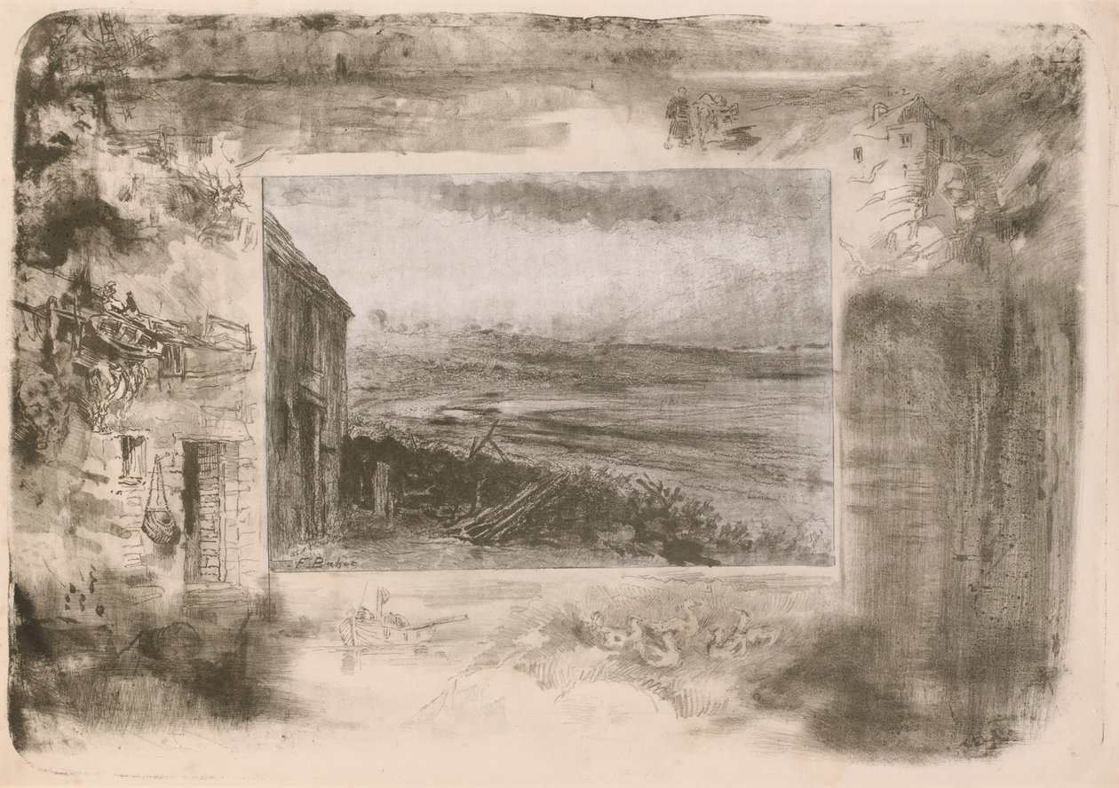 Vissershuisje door Felix Hilaire Buhot