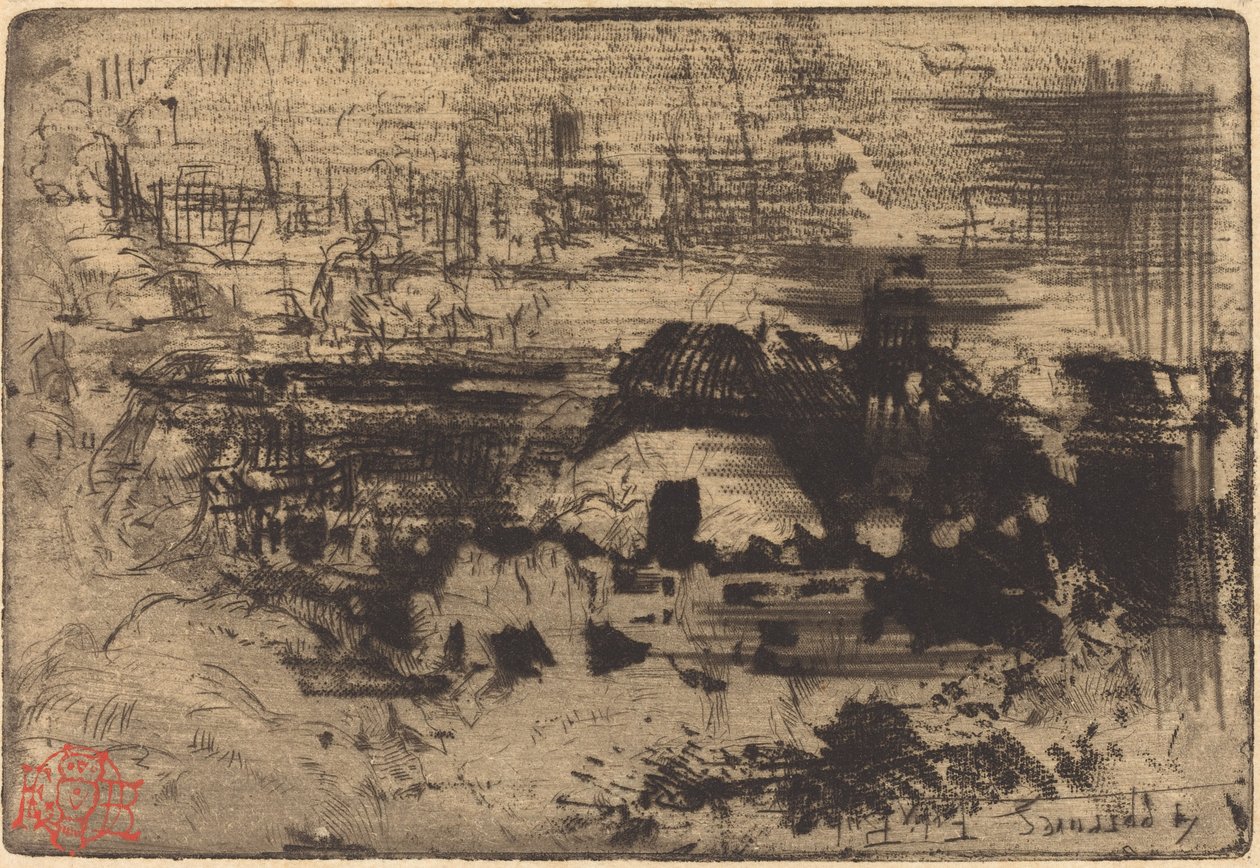Chaumières anglaises Engelse cottages, c. 1879 door Felix Hilaire Buhot