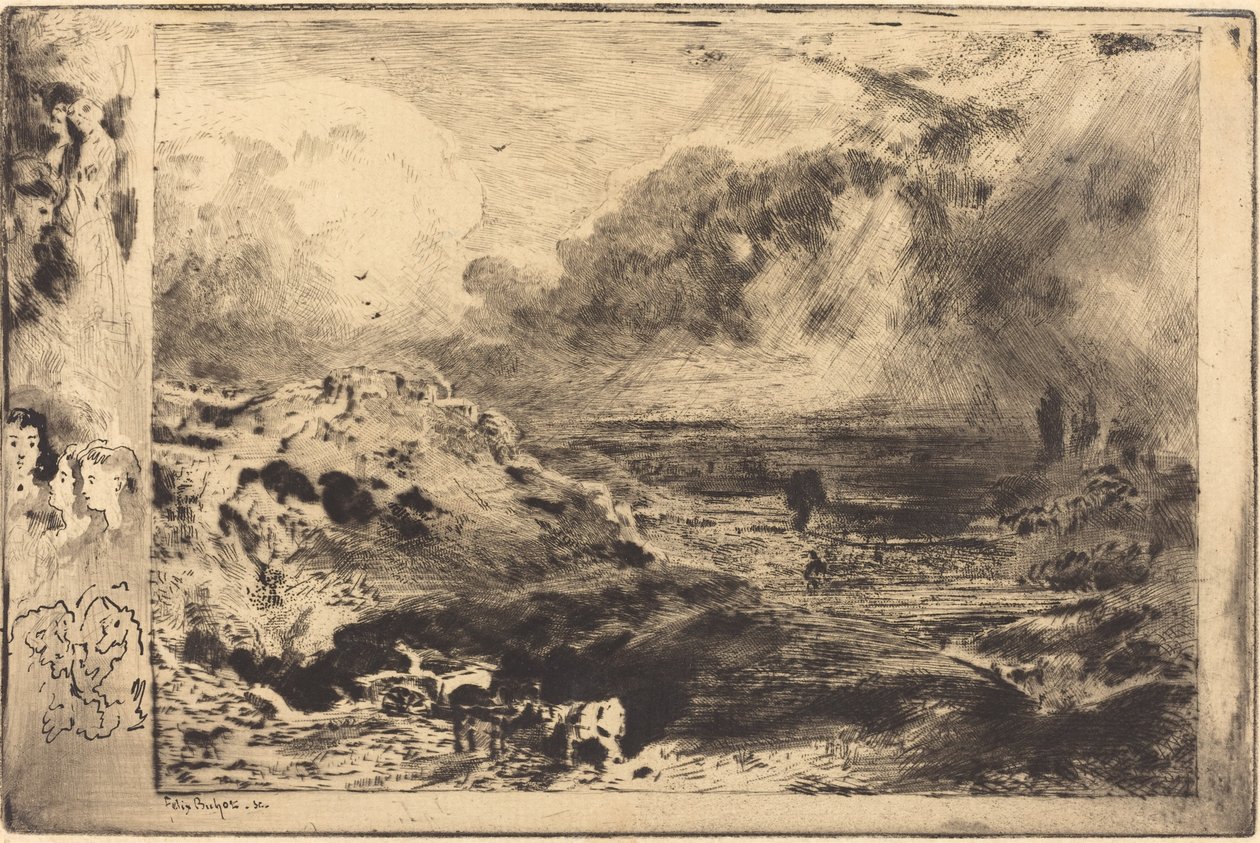 De Storm door Felix Hilaire Buhot