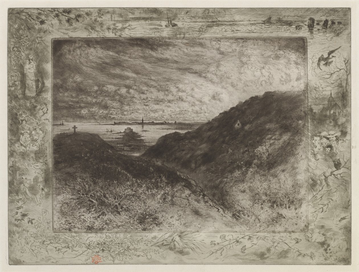 De klif: Baai van Saint-Malo door Felix Hilaire Buhot