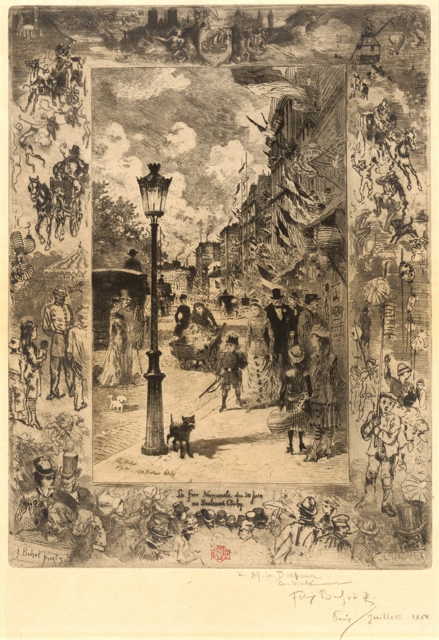 Nationale feestdag op de Boulevard de Clichy door Felix Hilaire Buhot