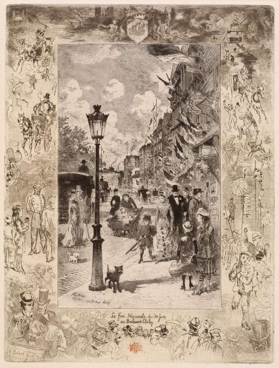 La Fête nationale au Boulevard Clichy door Felix Hilaire Buhot