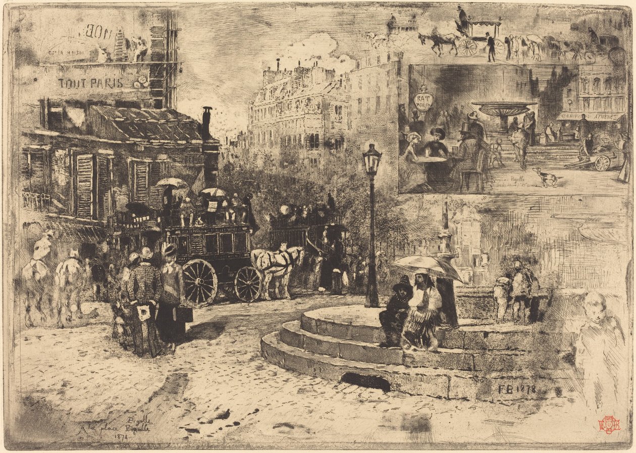 La Place Pigalle en 1878 door Felix Hilaire Buhot