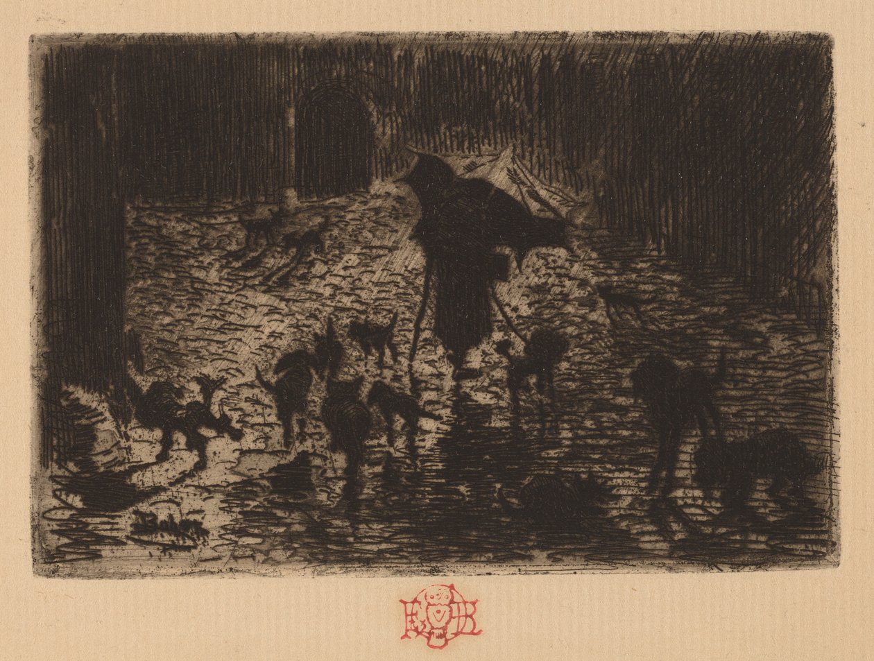 De Nachtbrakers, 1876-1877 door Felix Hilaire Buhot