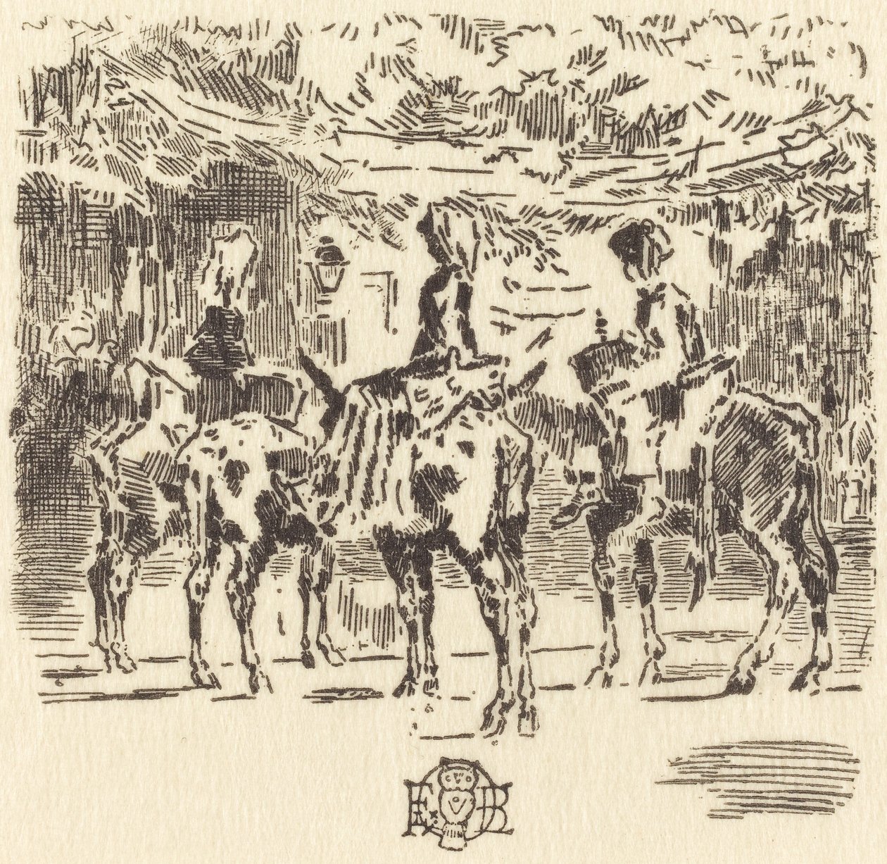 Les Petits Anes de Luchon, 1873 door Felix Hilaire Buhot