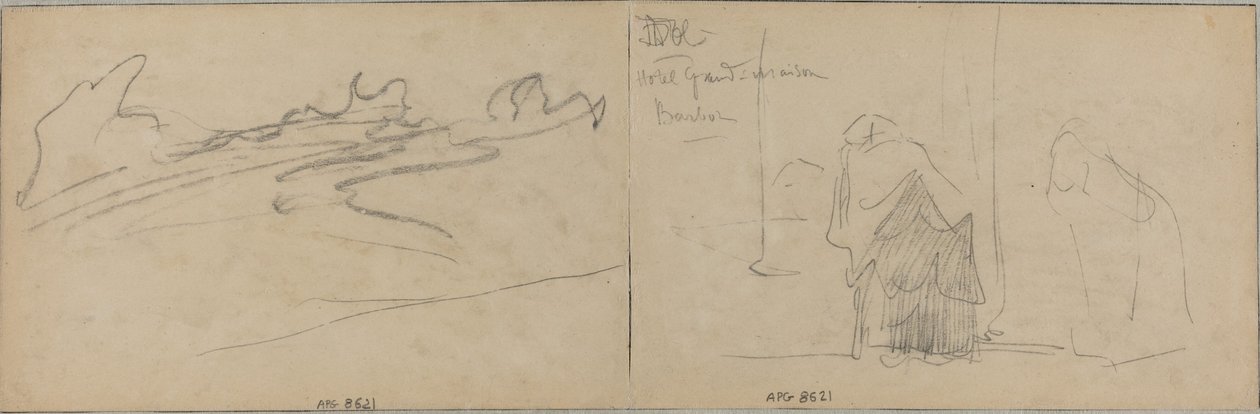 Studies van wolken en een oude vrouw door Felix Hilaire Buhot