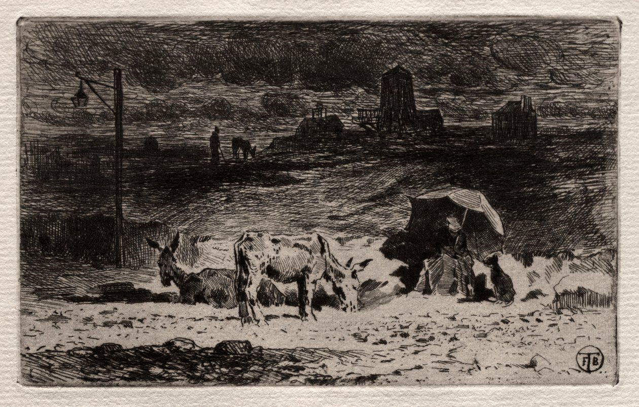 De Ezels op de Heuvel van de Cailles door Felix Hilaire Buhot
