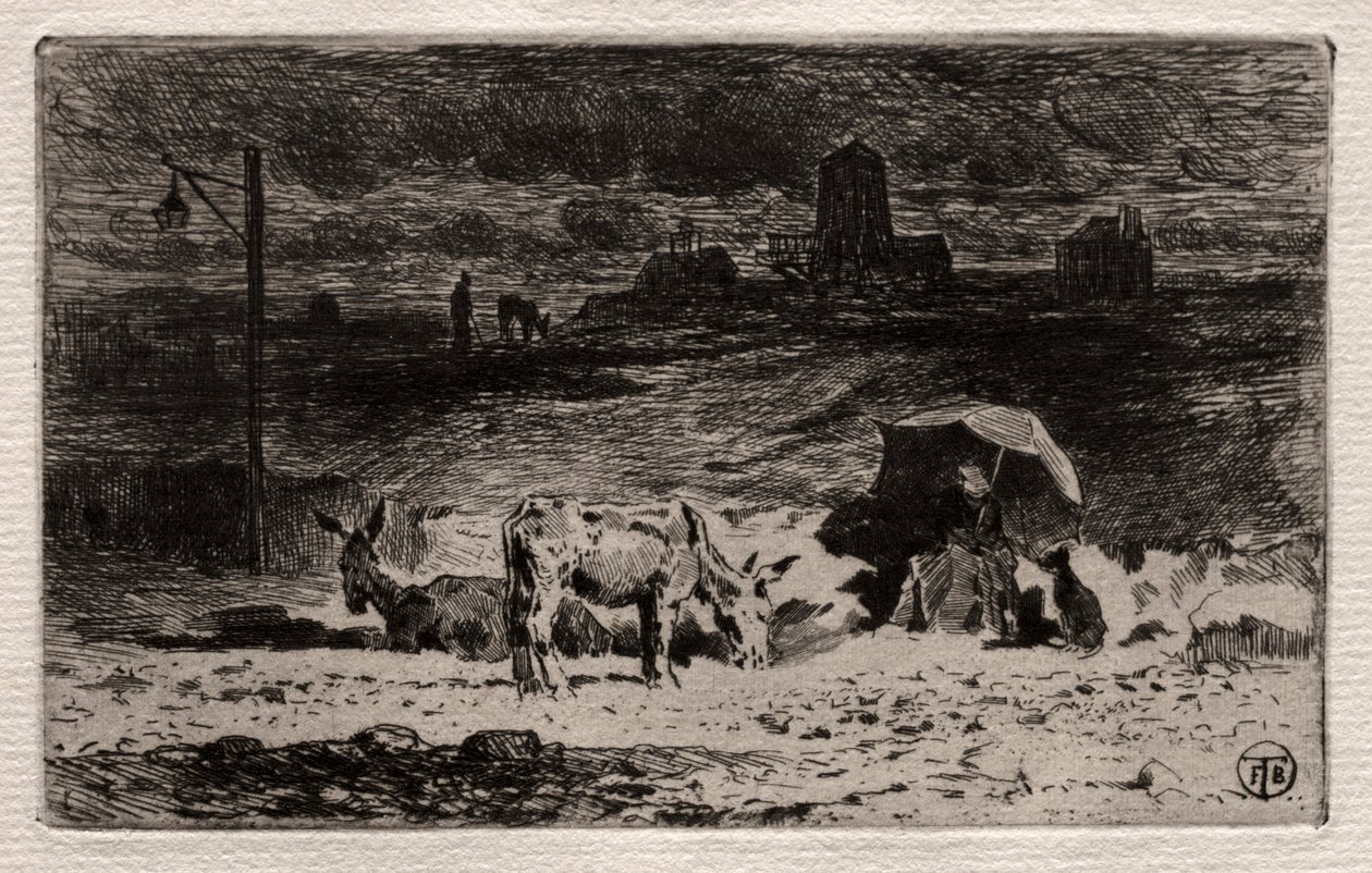 De ezels op de heuvel van de Cailles, ca. 1875 door Felix Hilaire Buhot