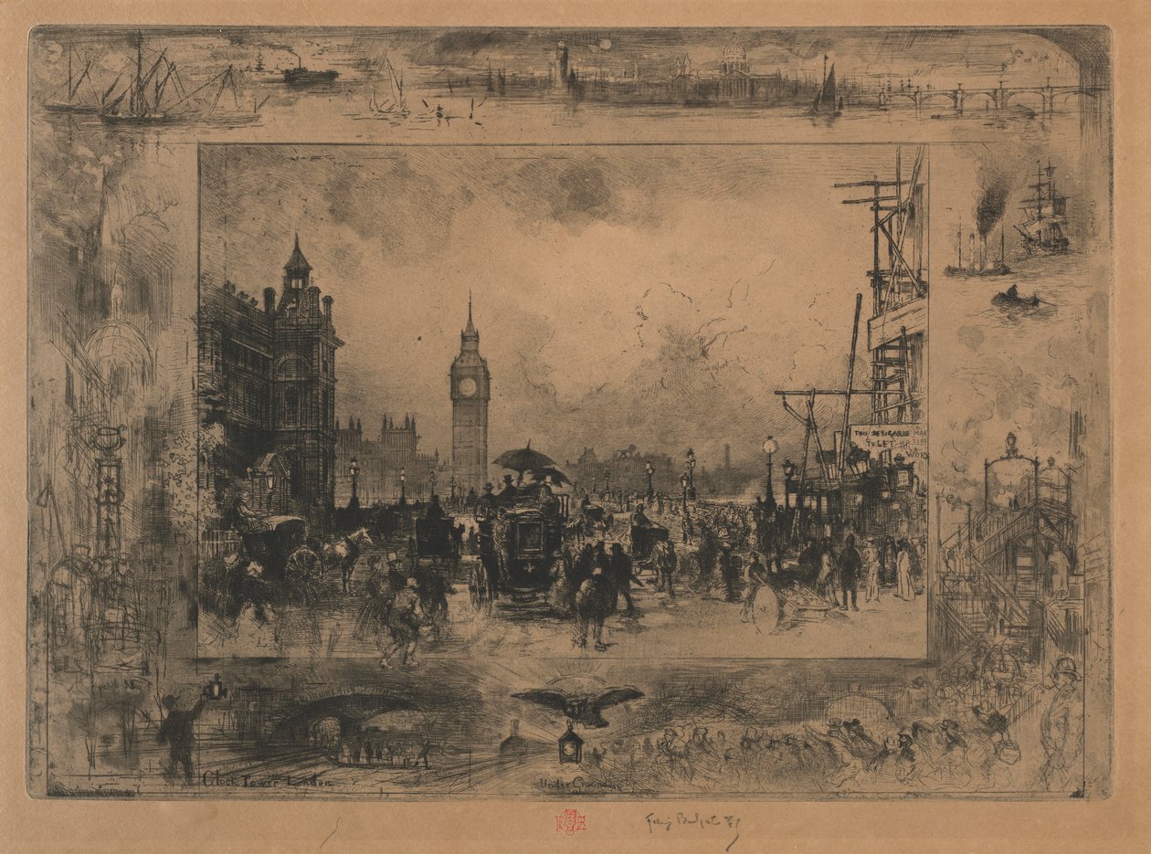 Westminster Bridge, 1884 door Felix Hilaire Buhot