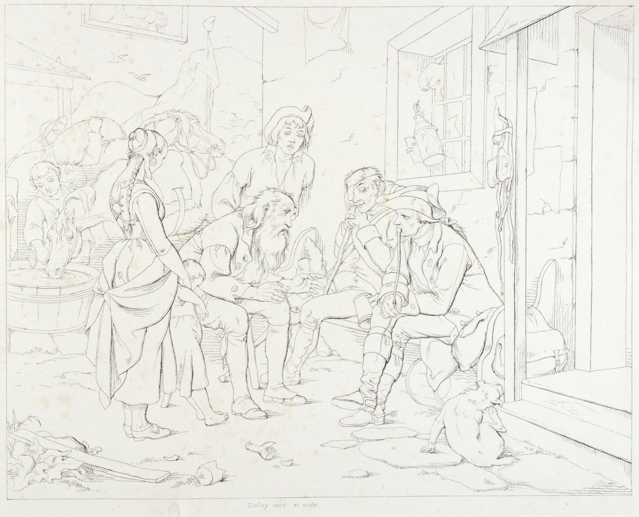 (Rip Van Winkle, illustratie) Rip vertelt zijn fantastische verhaal door Felix Octavius Carr Darley