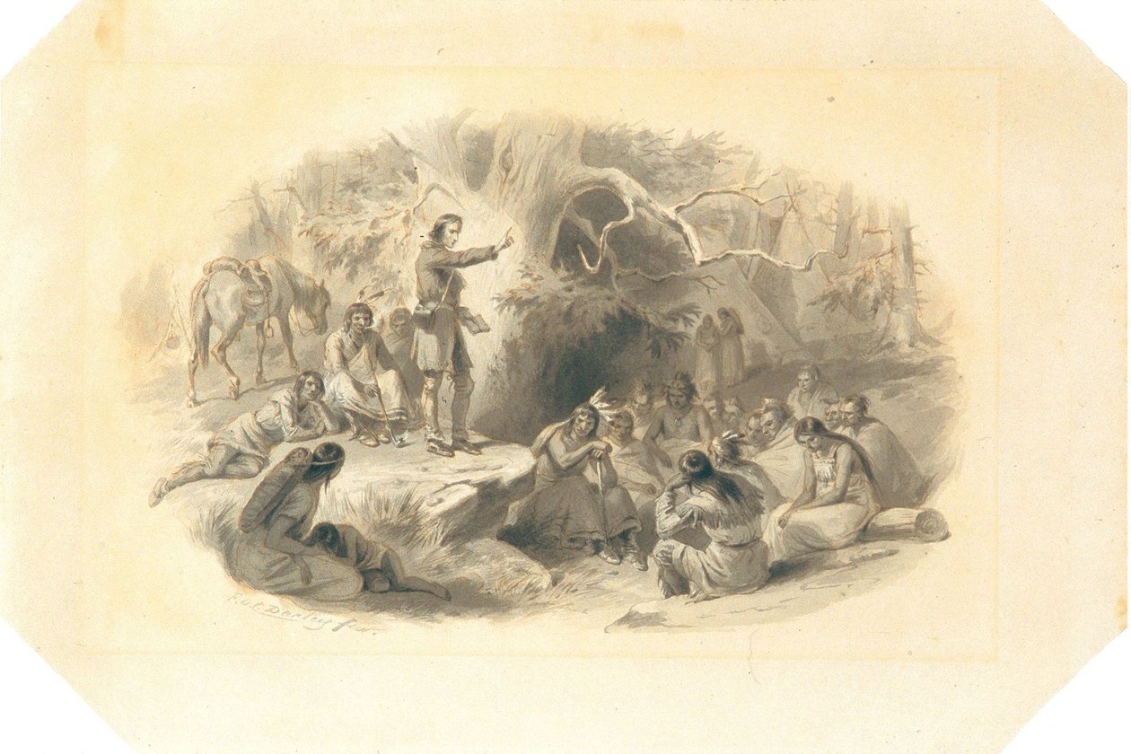 John Eliot predikt voor de indianen door Felix Octavius Carr Darley