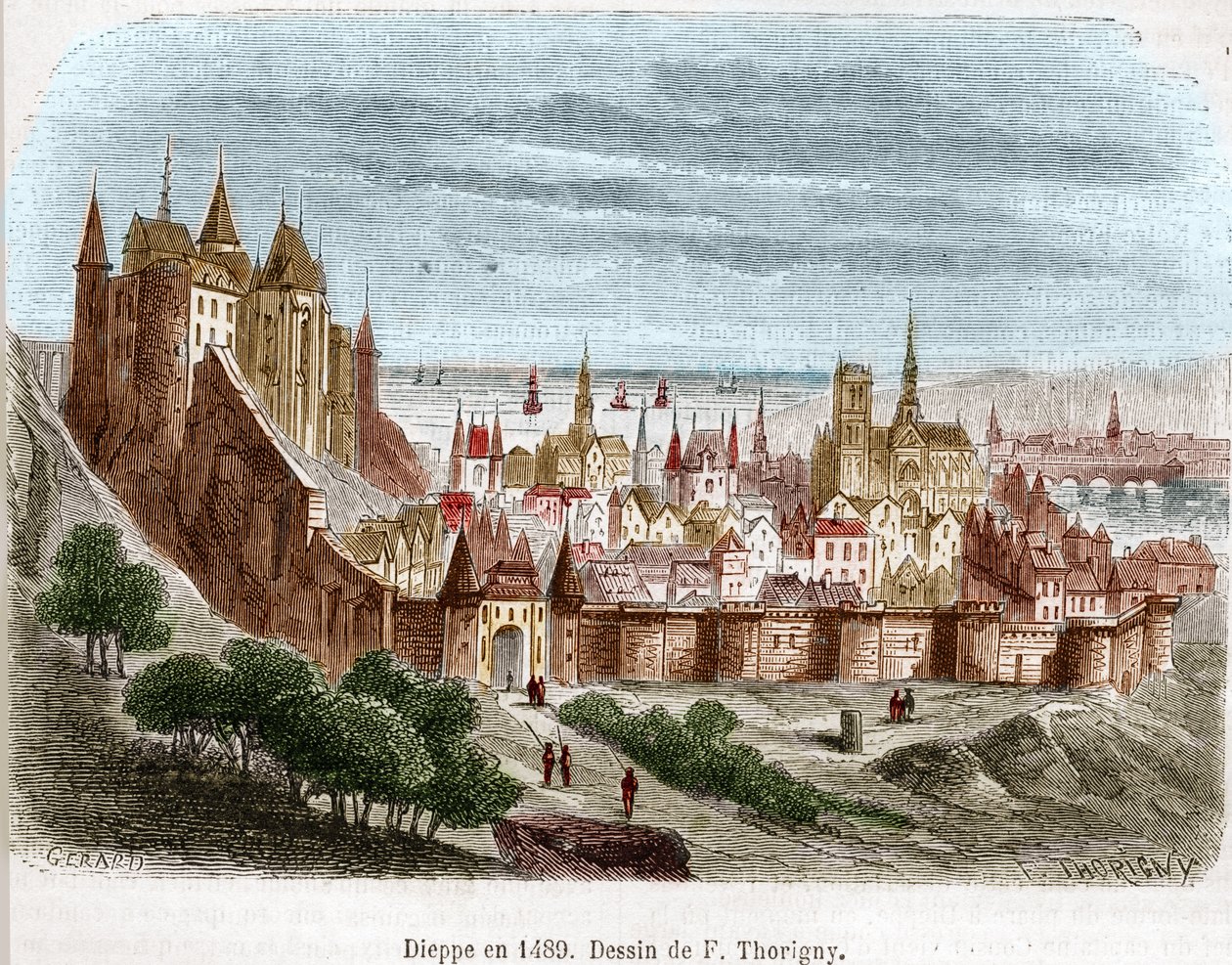 De stad Dieppe met zijn kasteel (Seine Maritime) (76) in Normandië in 1489. door Felix Thorigny