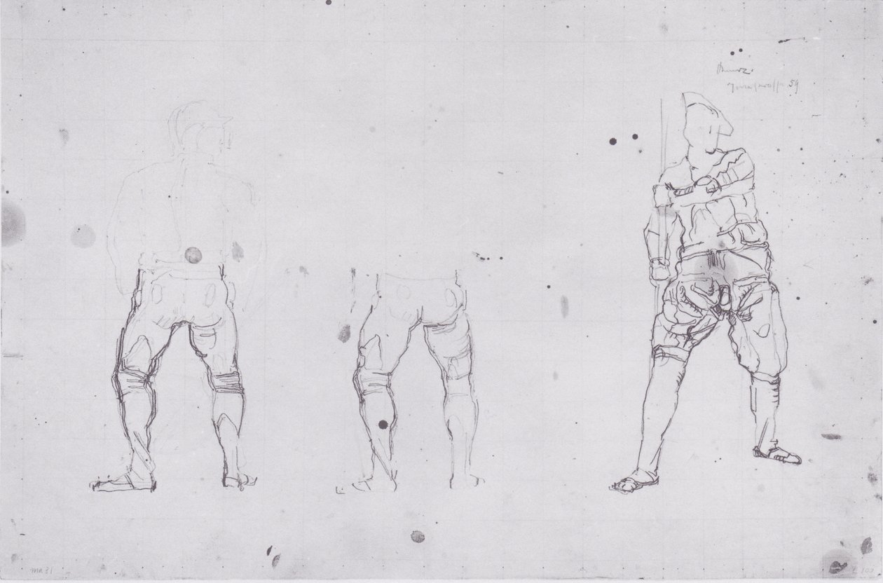 Krijgersfiguren van achteren en van voren door Ferdinand Hodler