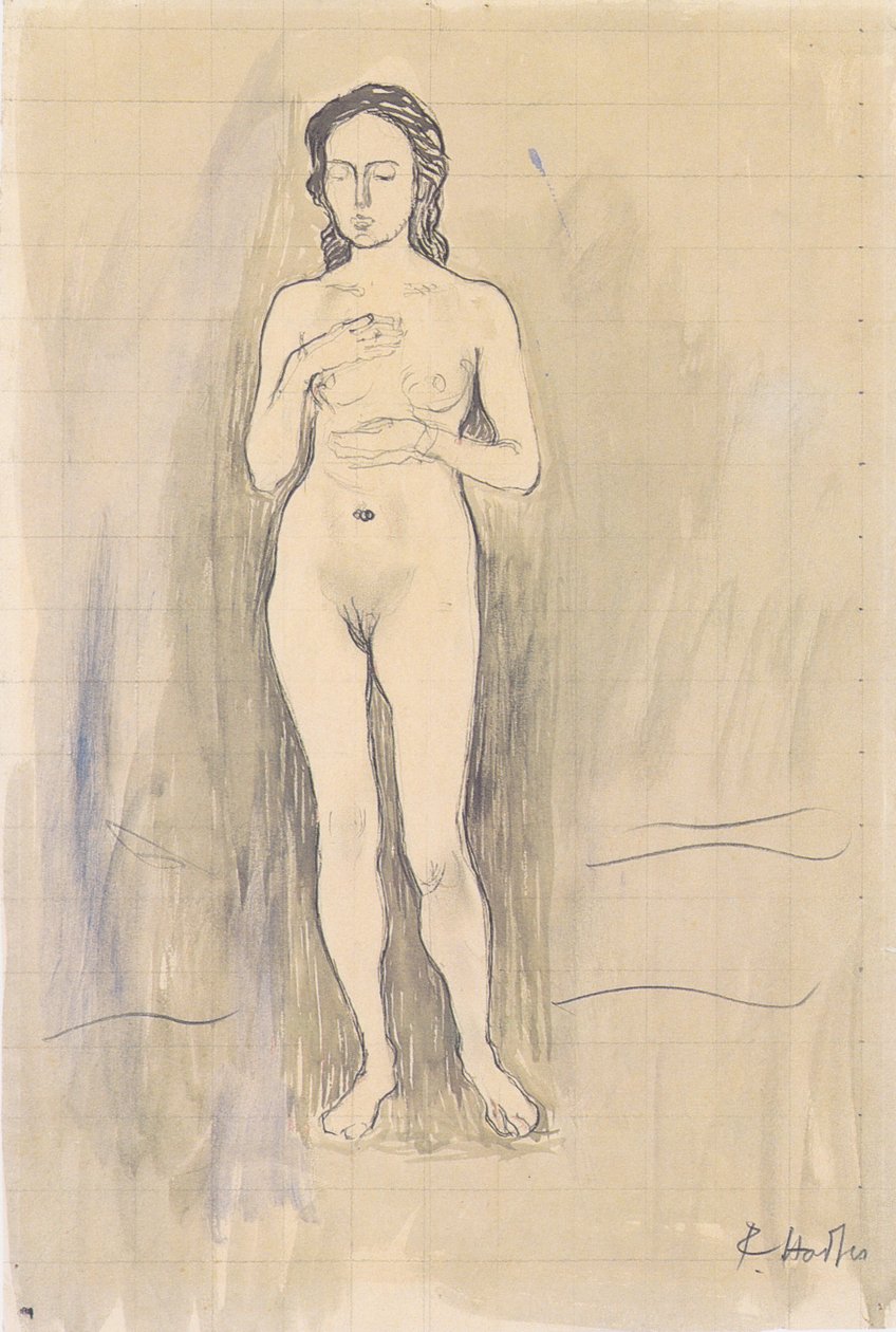Vrouwelijke naaktstudie voor Waarheid door Ferdinand Hodler