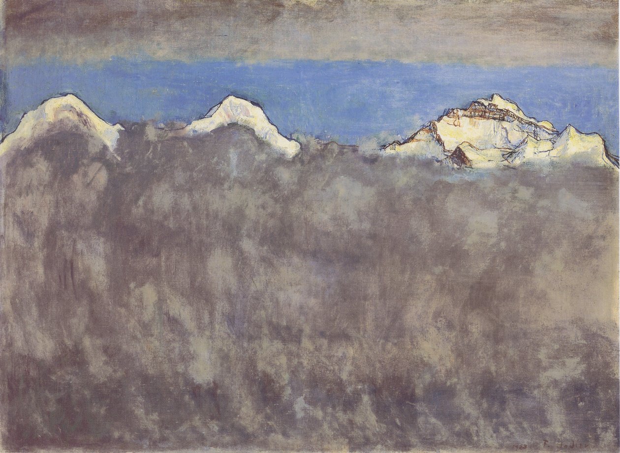 Eiger, Monnik en Jungfrau boven de nevelzee door Ferdinand Hodler