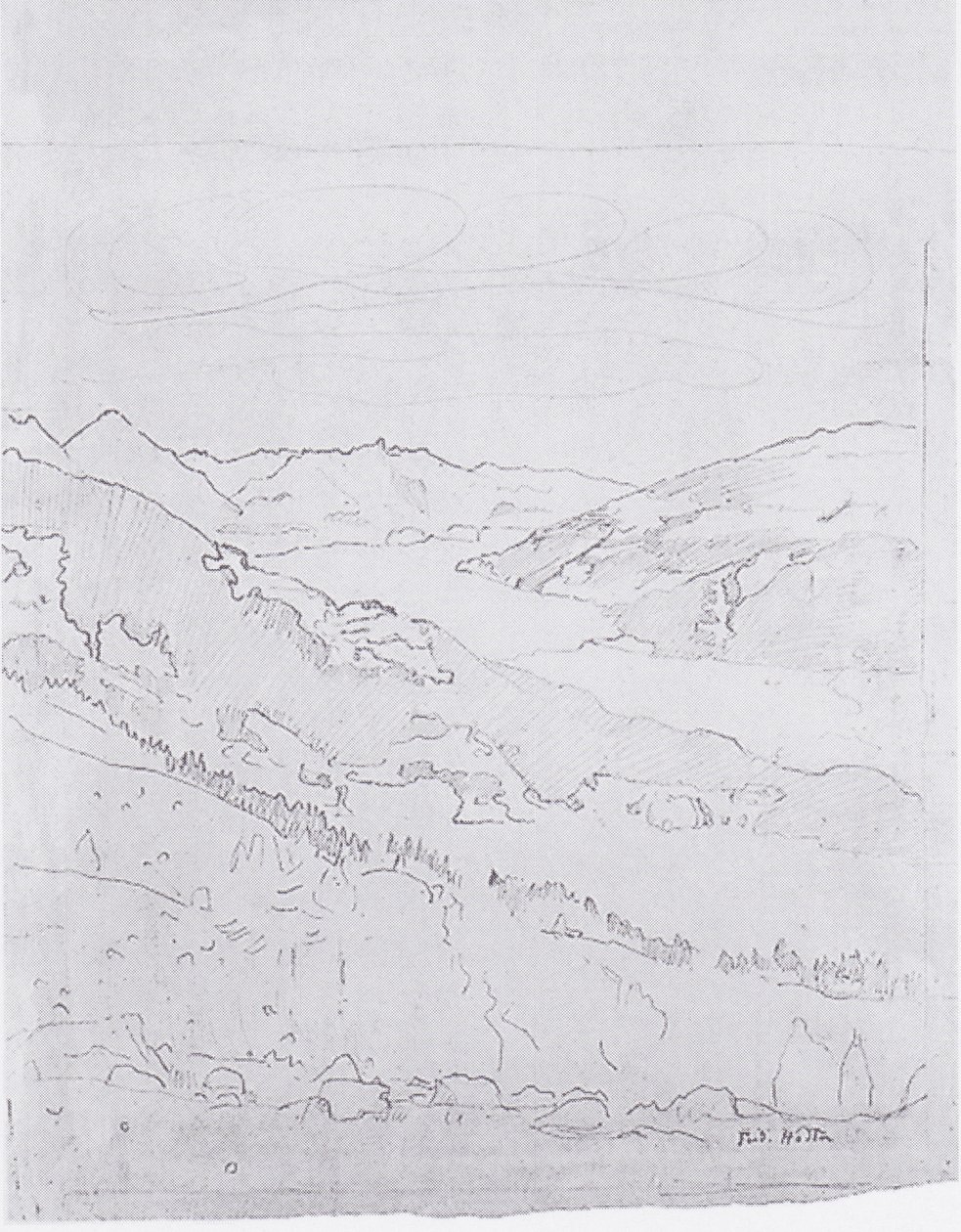 Meer van Thun vanaf de weg naar Schynige Platte door Ferdinand Hodler