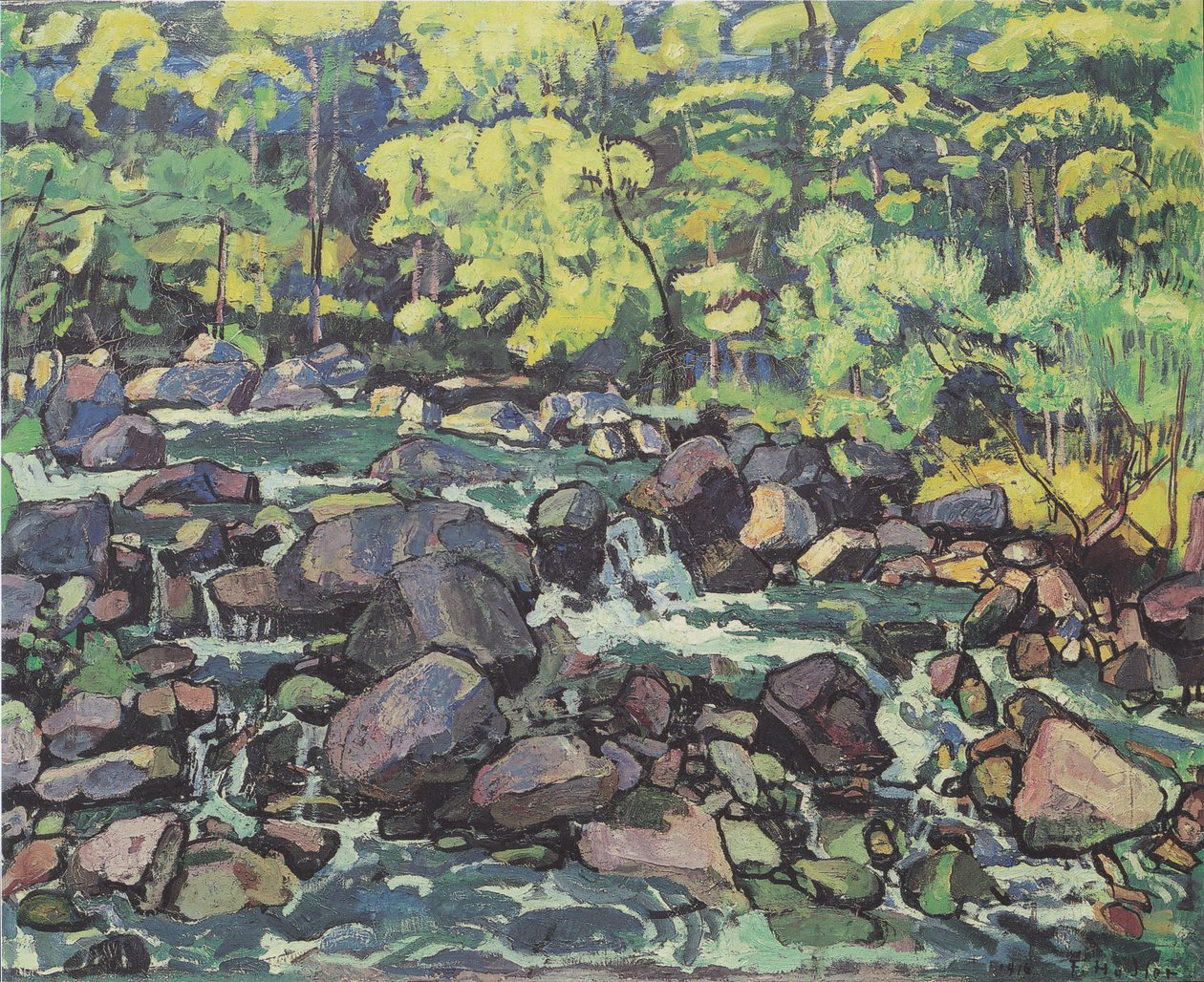 Bergbeek bij Champéry door Ferdinand Hodler