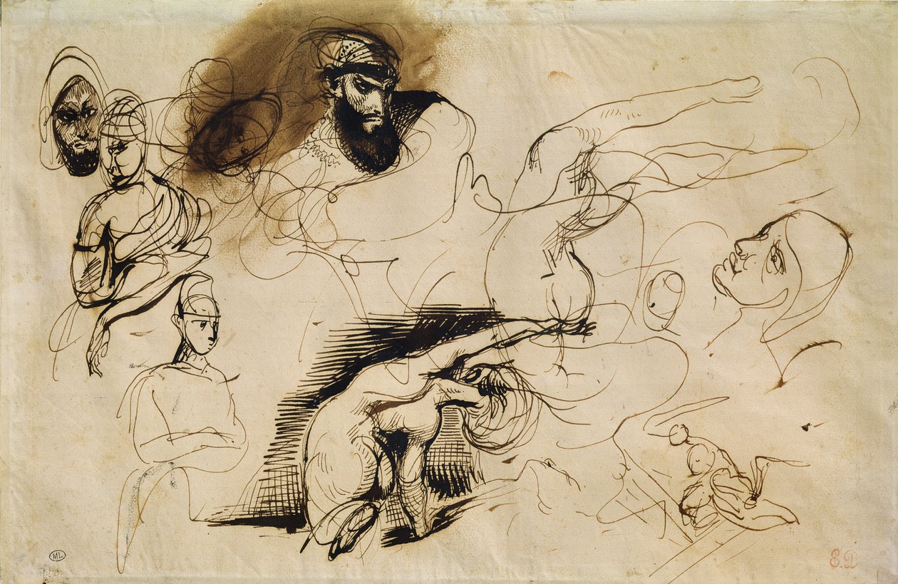 Schets voor Sardanapalus door Ferdinand Victor Eugene Delacroix