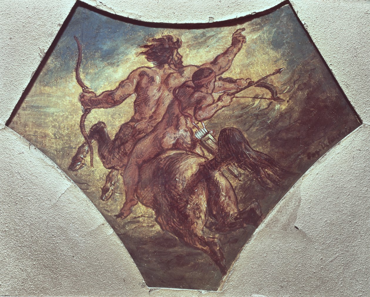 De opvoeding van Achilles (replica van de eerste schets gemaakt voor een van de vier pendentieven in de Coupole de la Poesie in de Kamer van Afgevaardigden, ca. 1848) door Ferdinand Victor Eugene Delacroix