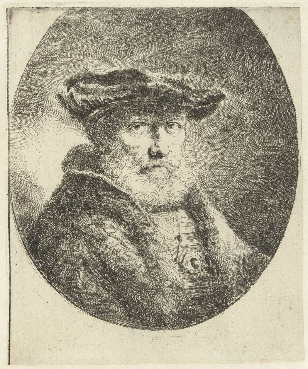 Buste van een oude man met fluwelen baret door Ferdinand Bol