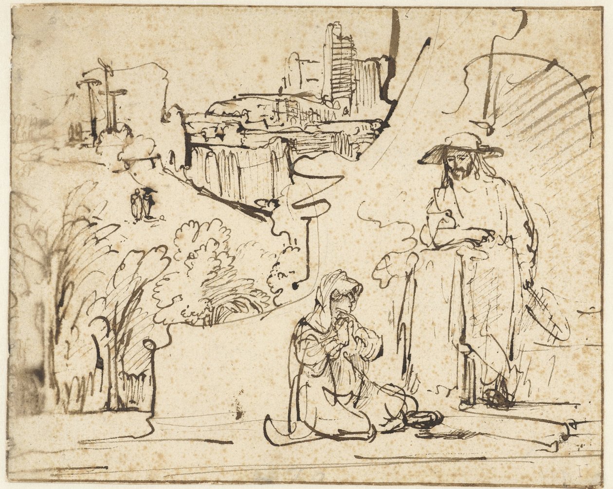 Christus Verschijnt aan Maria Magdalena als een Tuinman (Noli me tangere) door Ferdinand Bol