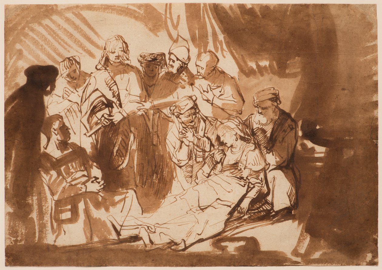 Christus und die Tochter des Jairus door Ferdinand Bol