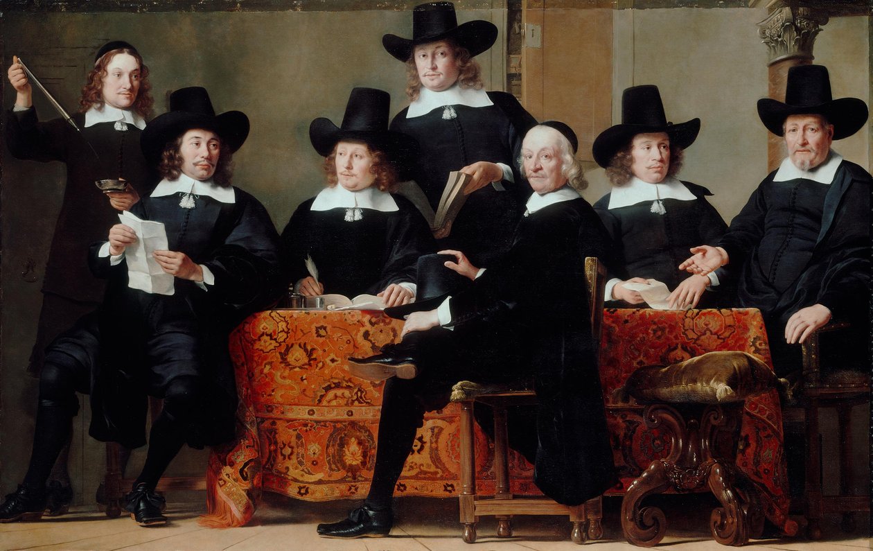De bestuurders van het Amsterdamse wijnkopersgilde door Ferdinand Bol