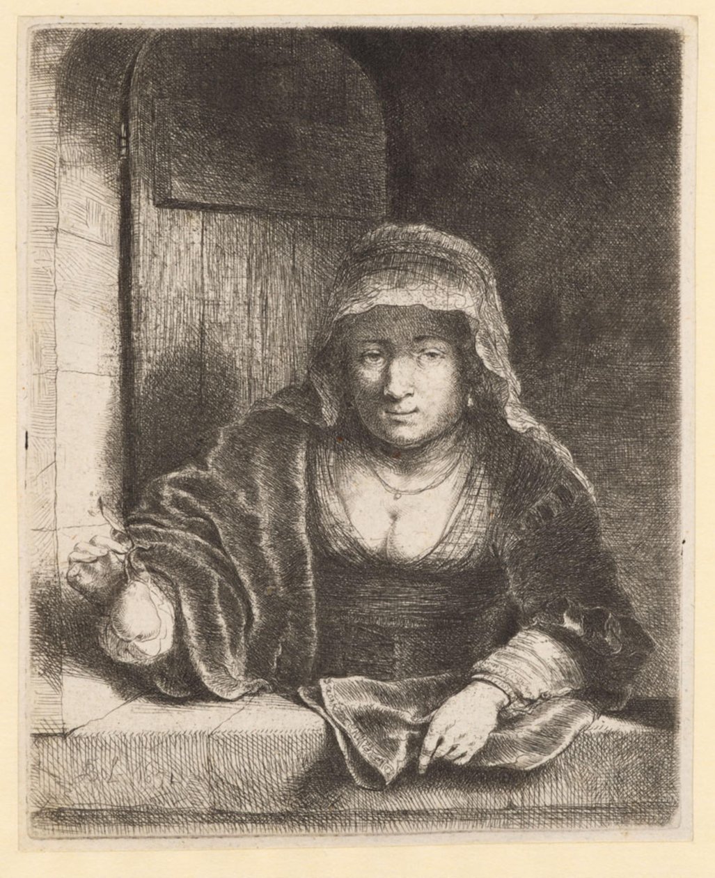 Vrouw met de peer door Ferdinand Bol