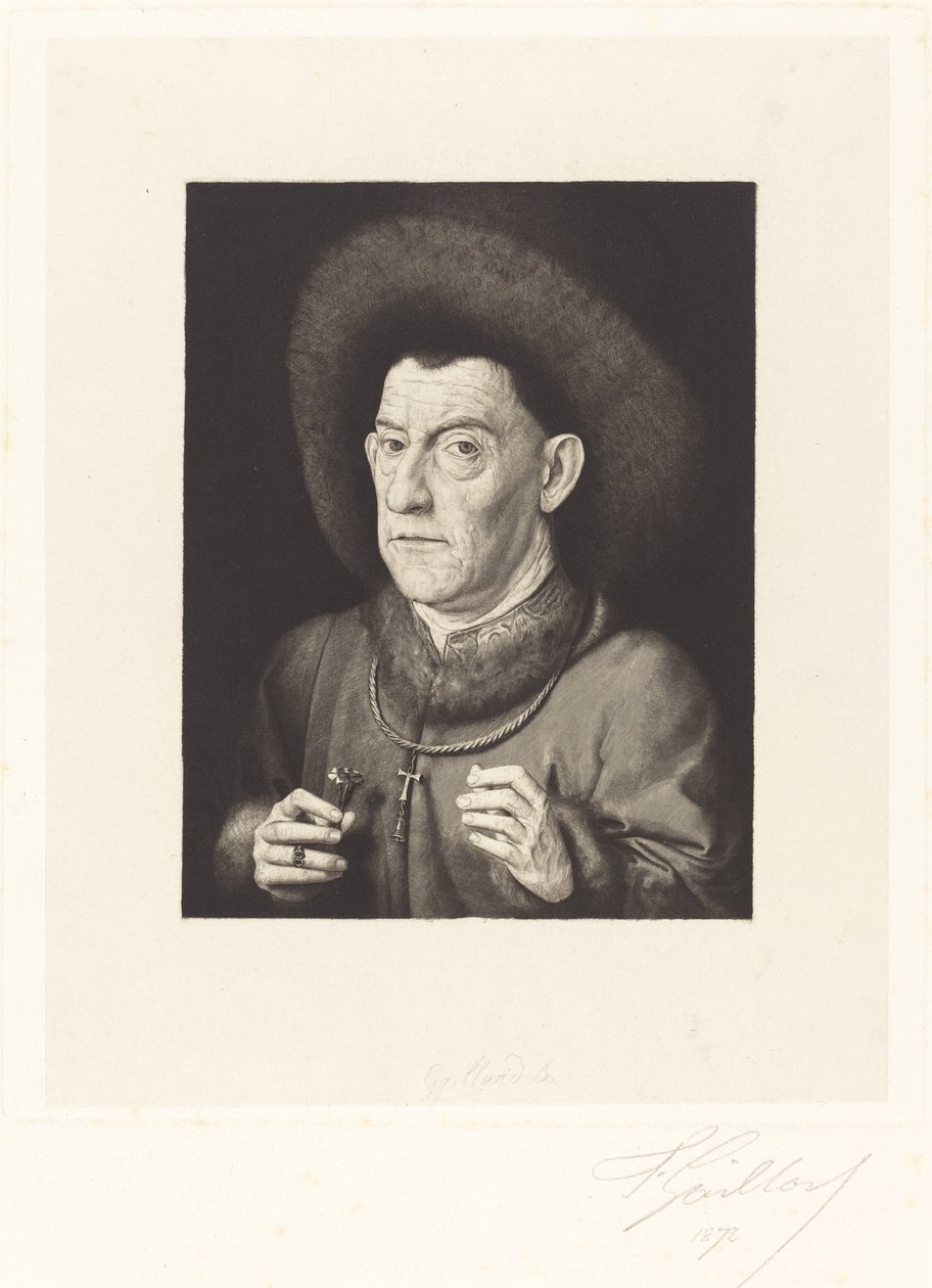 De man met de anjer door Ferdinand Gaillard after Jan van Eyck