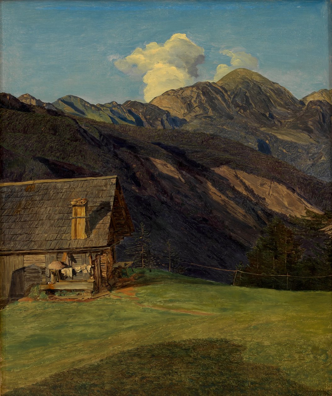 De alpenhut op de Hoisenrad bij Ischl door Ferdinand Georg Waldmüller
