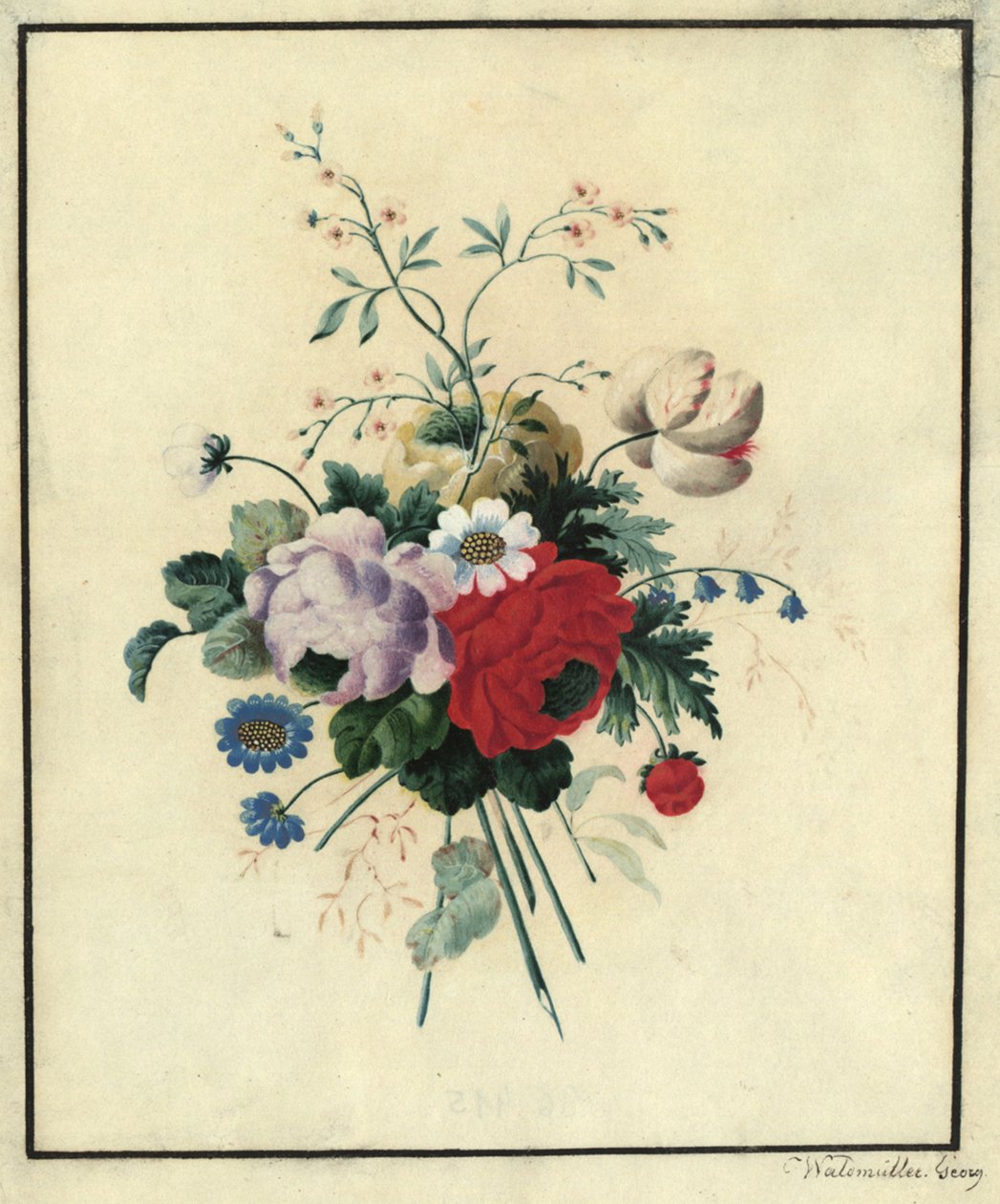 Rozen, tulpen, margrieten door Ferdinand Georg Waldmüller