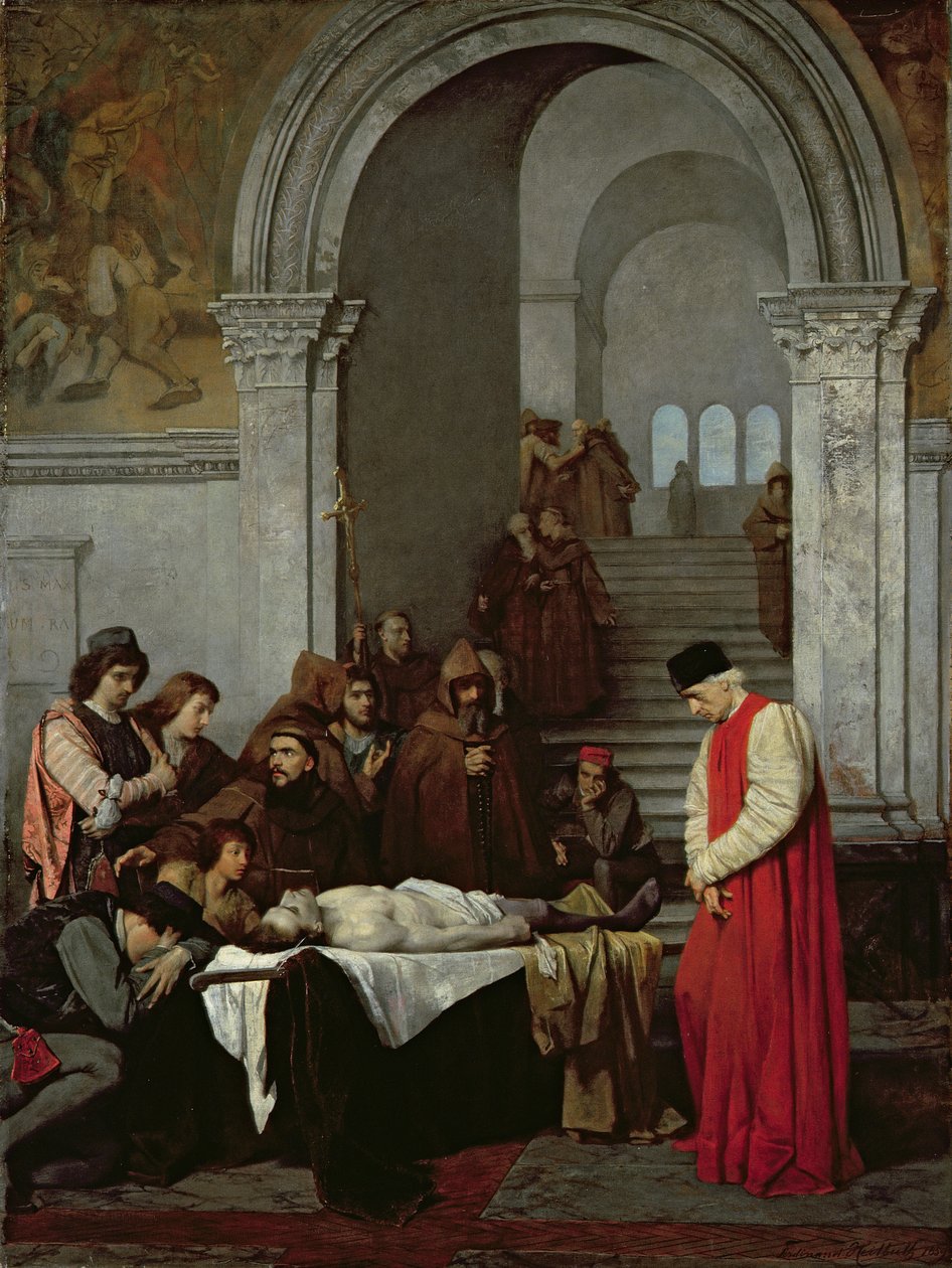 De schilder Luca Signorelli bij het lichaam van de dode zoon van zijn rivaal door Ferdinand Heilbuth