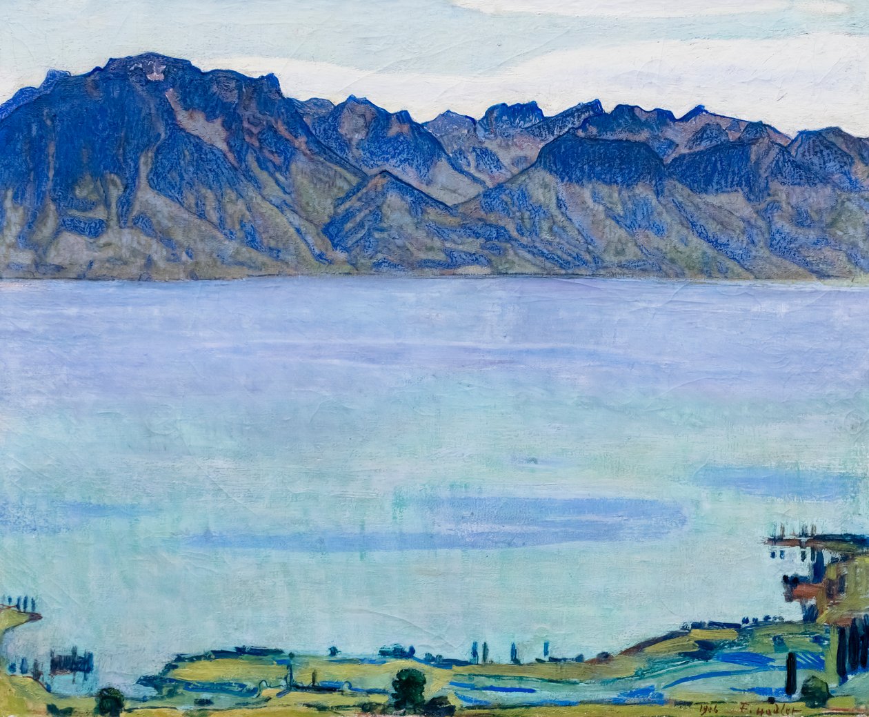 Meer van Genève met de Savoyse Alpen door Ferdinand Hodler