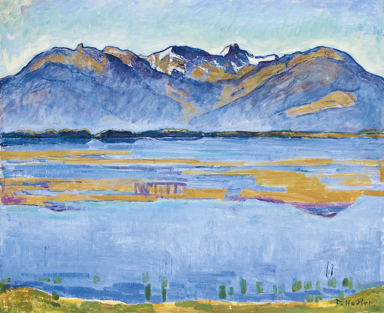 Montana landschap met Becs de Bosson en Vallon de Réchy door Ferdinand Hodler