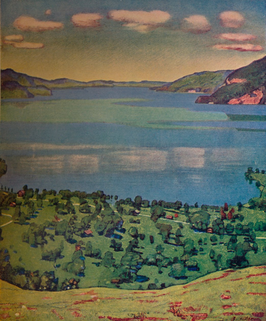 Het Meer van Thun, vanaf Leissigen door Ferdinand Hodler