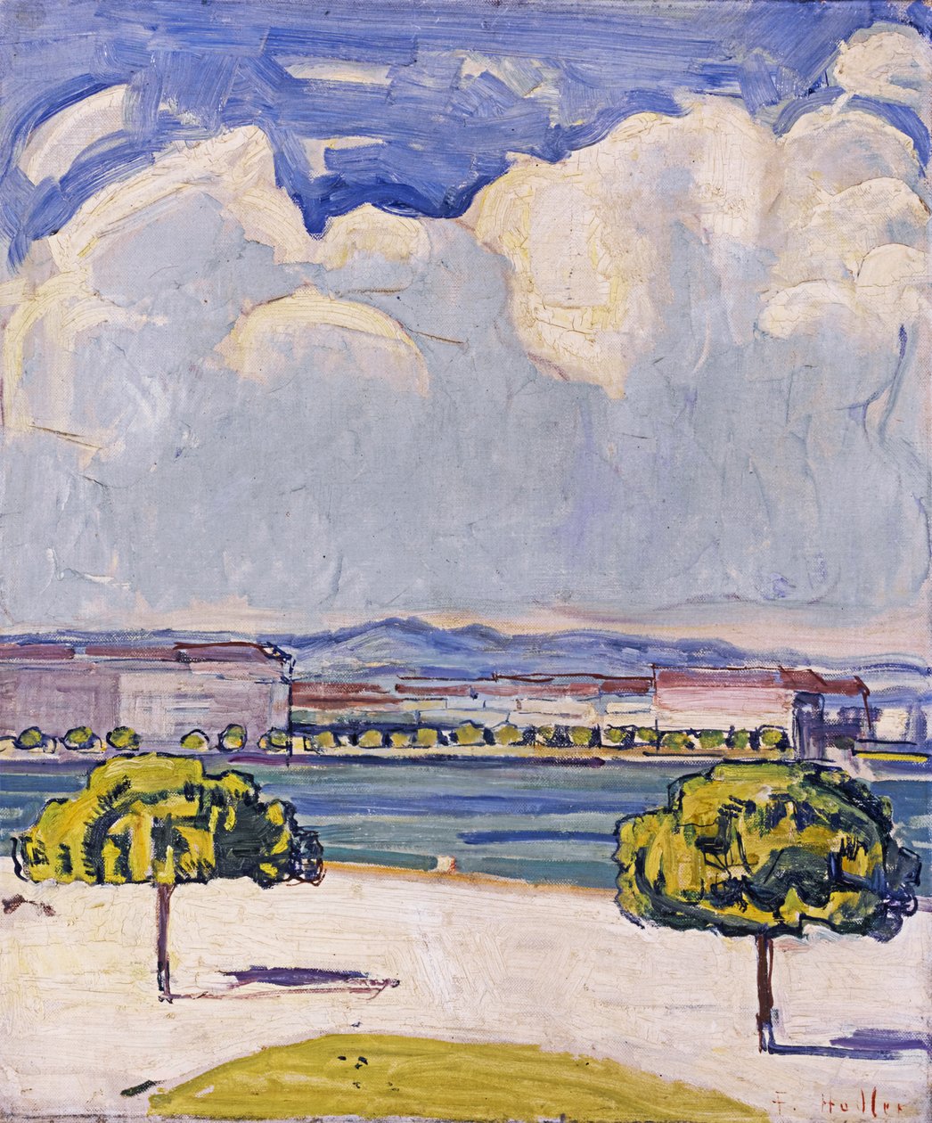 De Quai du Mont-Blanc in Genève gezien vanaf de Jardin Anglais, ca. 1910 door Ferdinand Hodler