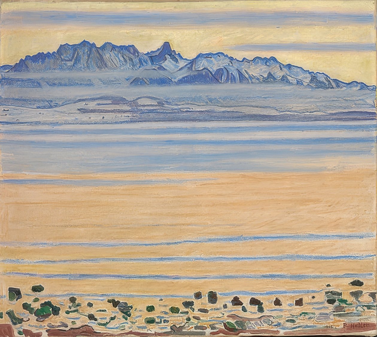Thunersee met Stockhornketen door Ferdinand Hodler