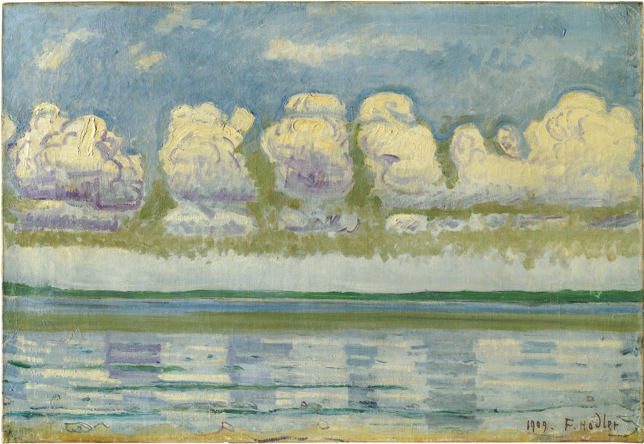 Uitzicht op het Meer van Genève en de Zwitserse Jura door Ferdinand Hodler