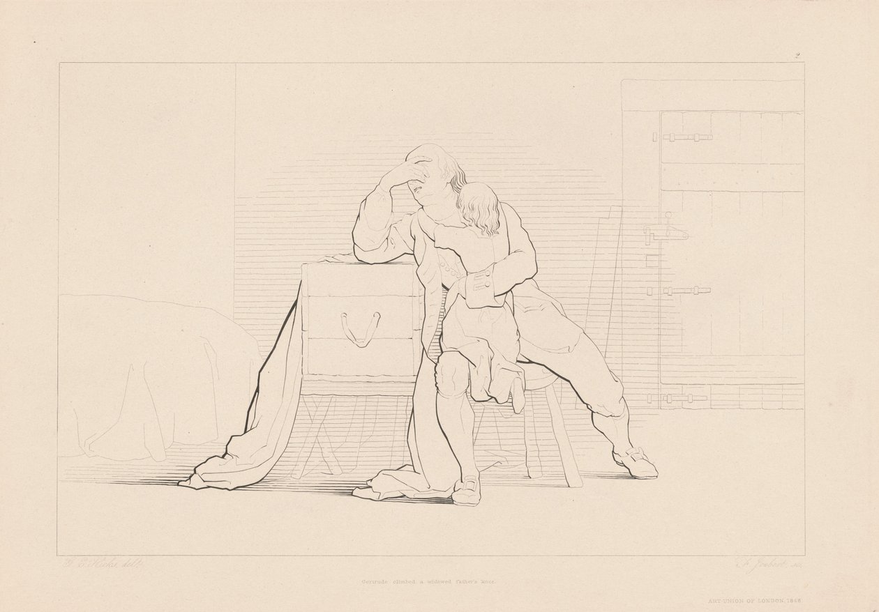 Gertrude Klimt op de Knie van een Weduwnaar door Ferdinand Joubert, after George Elgar Hicks