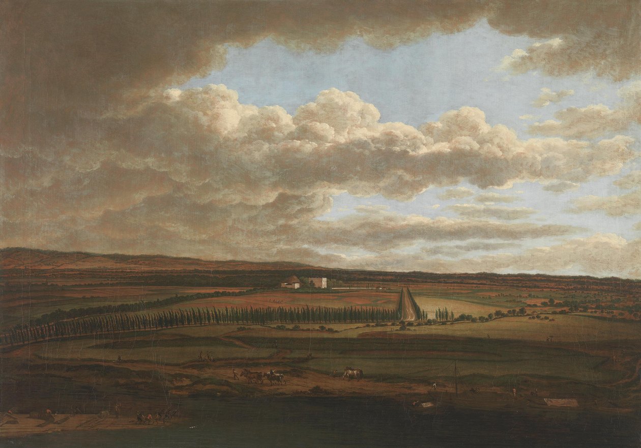 Uitzicht vanaf Slot Aschaffenburg op de lanen naar Schönbusch (Cyclus van Aschaffenburg) door Ferdinand Kobell